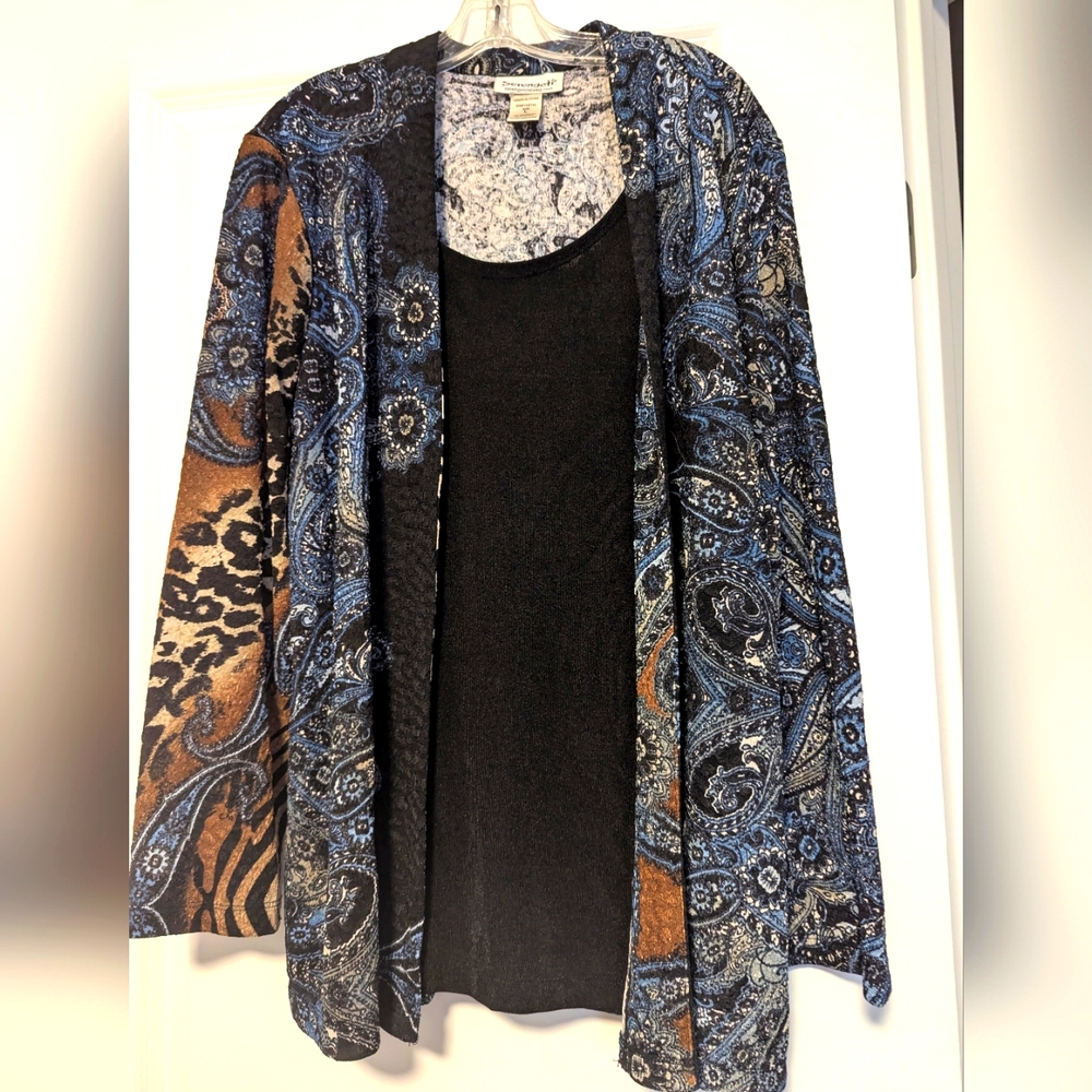 NWOT-Serengeti Blue and Brown Paisley Blouse
